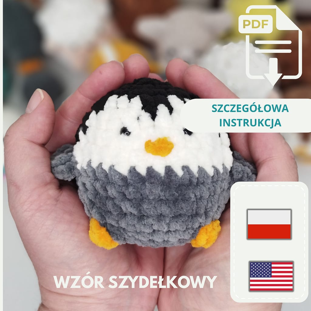 wzór szydełkowy PDF Mały pingwinek z video tutorialem