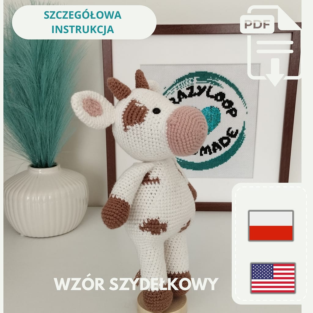 Wzór szydełkowy PDF mała krówka