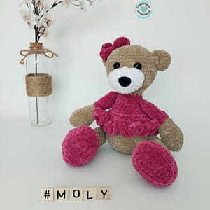 miś w sukience robiony ręcznie na szydełku, maskotka miś amigurumi
